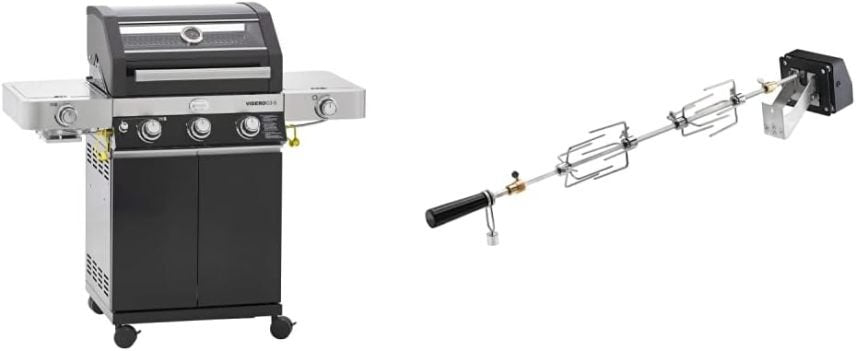 RÖSLE BBQ-Portable Videro E2-P Barbecue électrique de table – 2 brûleurs, grille de maintien au chaud, couvercle avec insert vitré, acier