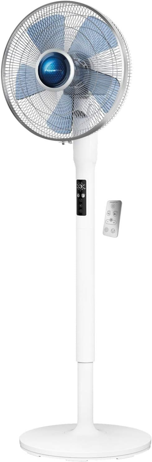 Rowenta VU5870 Ventilateur sur pied Turbo Silence Extreme+ – Télécommande, 5 vitesses, arrêt automatique, minuterie, oscillation automatique, hauteur