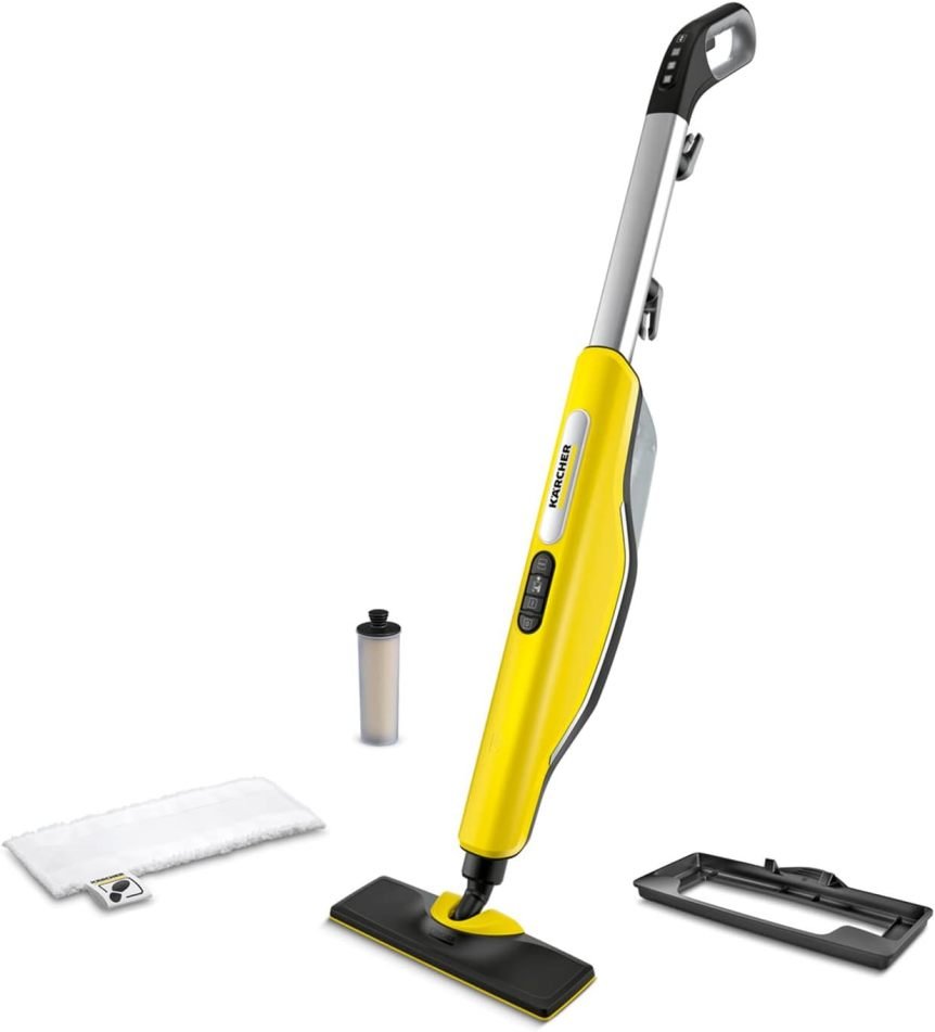 Kärcher SC 3 Upright EasyFix Nettoyeur vapeur – Chauffe 0,5 min, env. 60 m², réservoir 0,5 L, 1600 W, buse sol, chiffon, glisseur tapis et cartouche