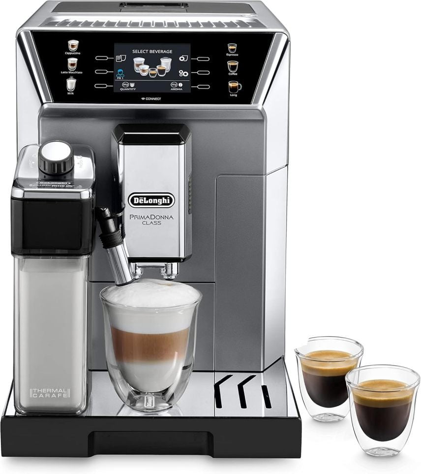 De'Longhi Eletta Evo ECAM 46.860.B Machine à café automatique – Système lait LatteCrema, cappuccino/espresso en un geste, écran LCD et touches