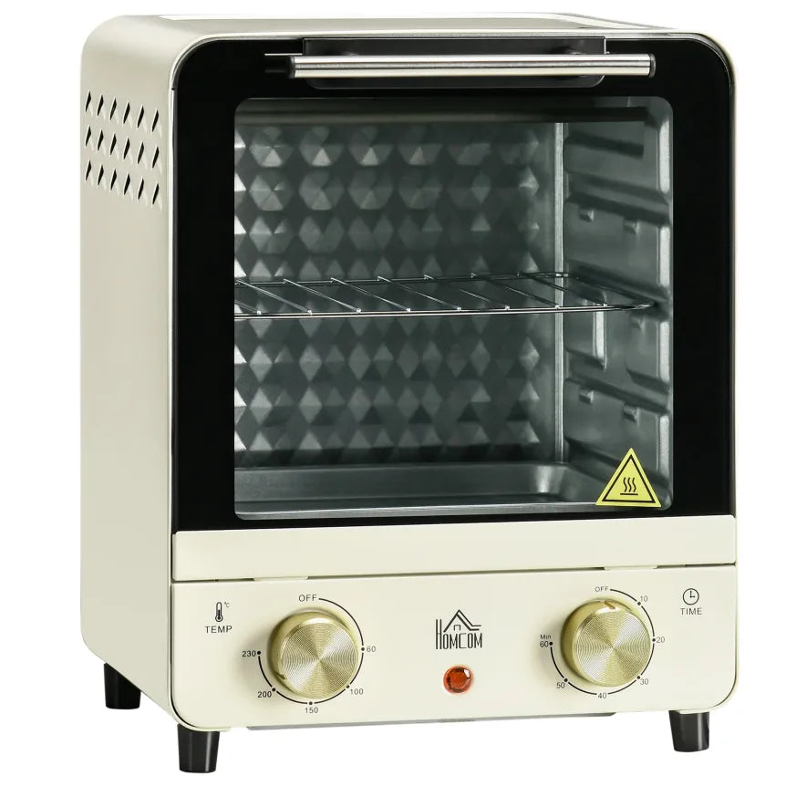 HOMCOM Mini-four crème avec température réglable, minuterie et fenêtre de visualisation