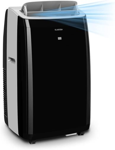 Klarstein Climatiseur mobile avec tuyau d’évacuation 4-en-1 – Ventilateur, déshumidificateur, mode nuit, portable pour maison et bureau, faible