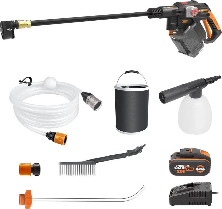 WORX Nitro Hydroshot WG633E.1 Nettoyeur haute pression sans fil 18 V/20 V MAX – Jusqu’à 56 bar, 220 L/h, accessoires, batterie 4,0 Ah et chargeur