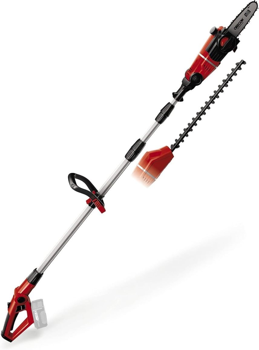 Einhell GE-HC 18 Li T-Solo Outil multifonction sans fil 2-en-1 – Taille-haies et tronçonneuse, guide Oregon, sans batterie ni chargeur