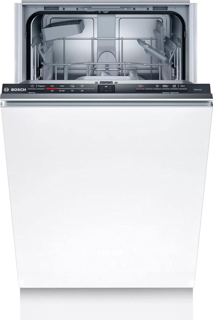 Bosch SRV2HKX41E Série 2 Lave-vaisselle tout intégrable 45 cm – Panier à couverts, séchage Extra, InfoLight rouge, AquaStop, multicolore