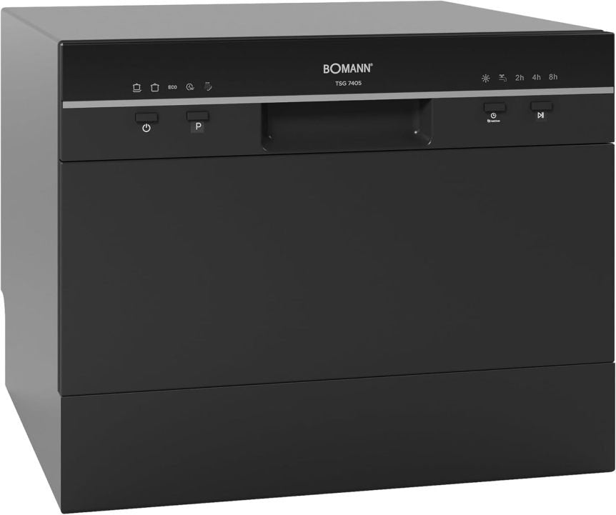 Bomann TSG 7405 Mini lave-vaisselle avec raccordement d’eau – Tuyau inclus, silencieux, anti-débordement, idéal petite cuisine/camping, noir