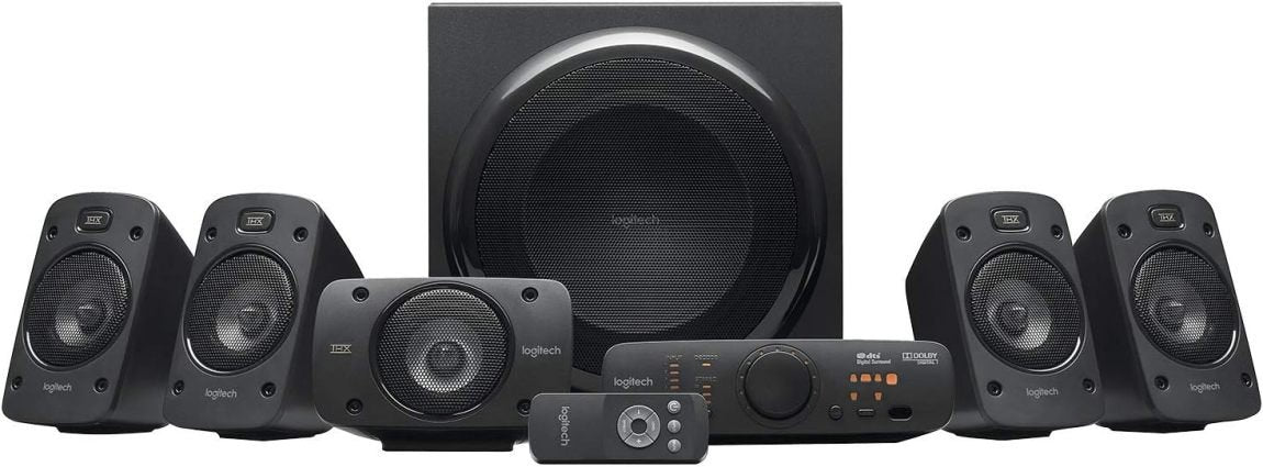 Logitech Z906 Système audio 5.1 – 1000 W surround, certifié THX, multiples entrées audio, télécommande, prise UE, compatible
