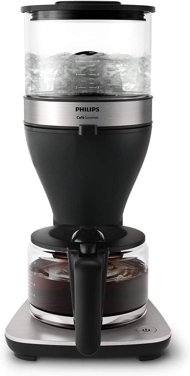 Philips Cafetière filtre tout-en-un HD7900/50 – Broyeur conique intégré, double bac à grains, verseuse verre 1,25 L, intensité personnalisable
