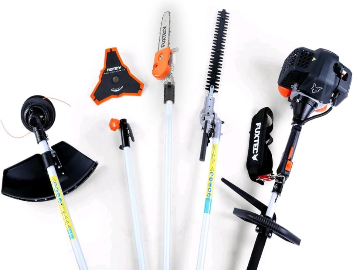 FUXTEC Débroussailleuse thermique FX-MT252ER Multitool 5-en-1 – 52 cm³, harnais, rallonge 1 m, 3 ch, taille-haies, élagueuse réglable
