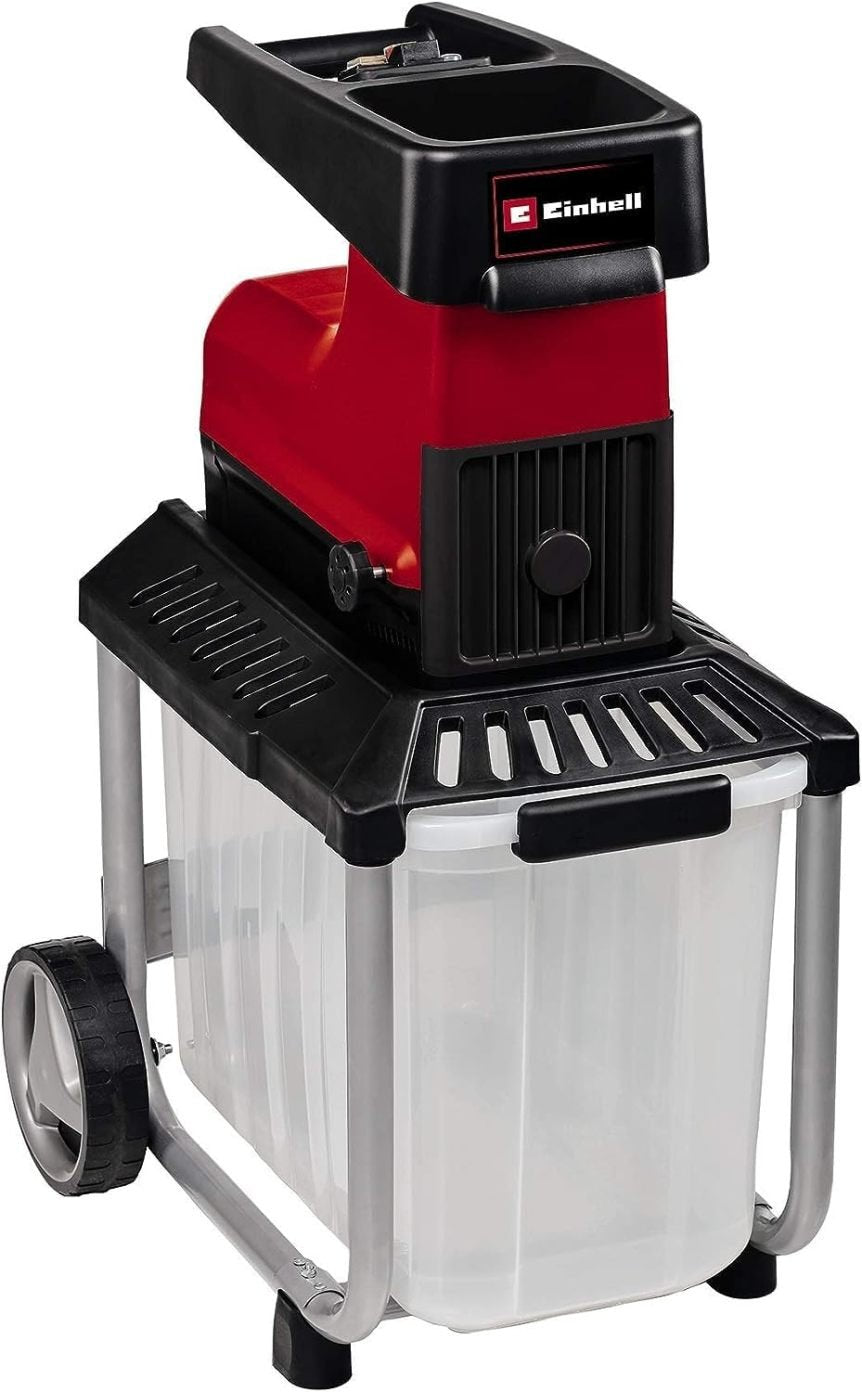 Einhell GC-RS 60 CB Broyeur électrique silencieux – 2800 W, branches jusqu’à 45 mm, rouleau de coupe, grande trémie, inversion, bac transparent 60 L