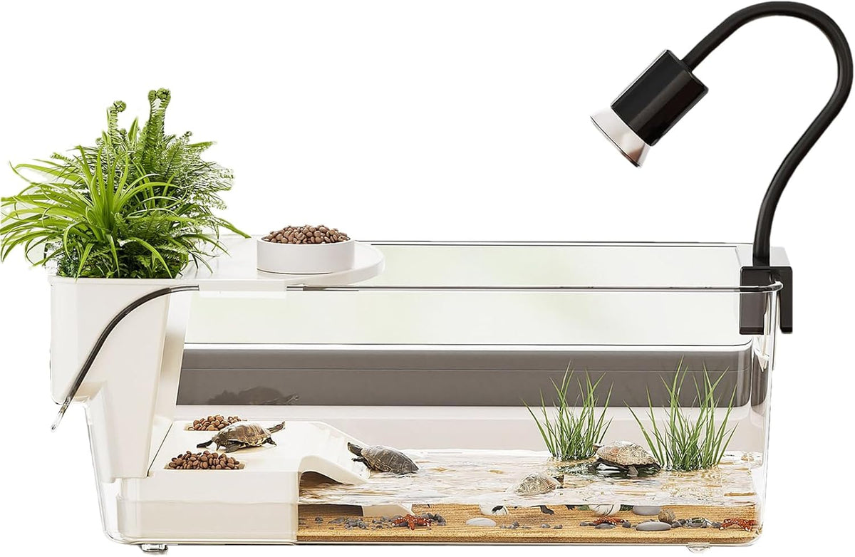Aquarium pour tortues avec plateforme de baignade – Grand terrarium multifonctionnel
