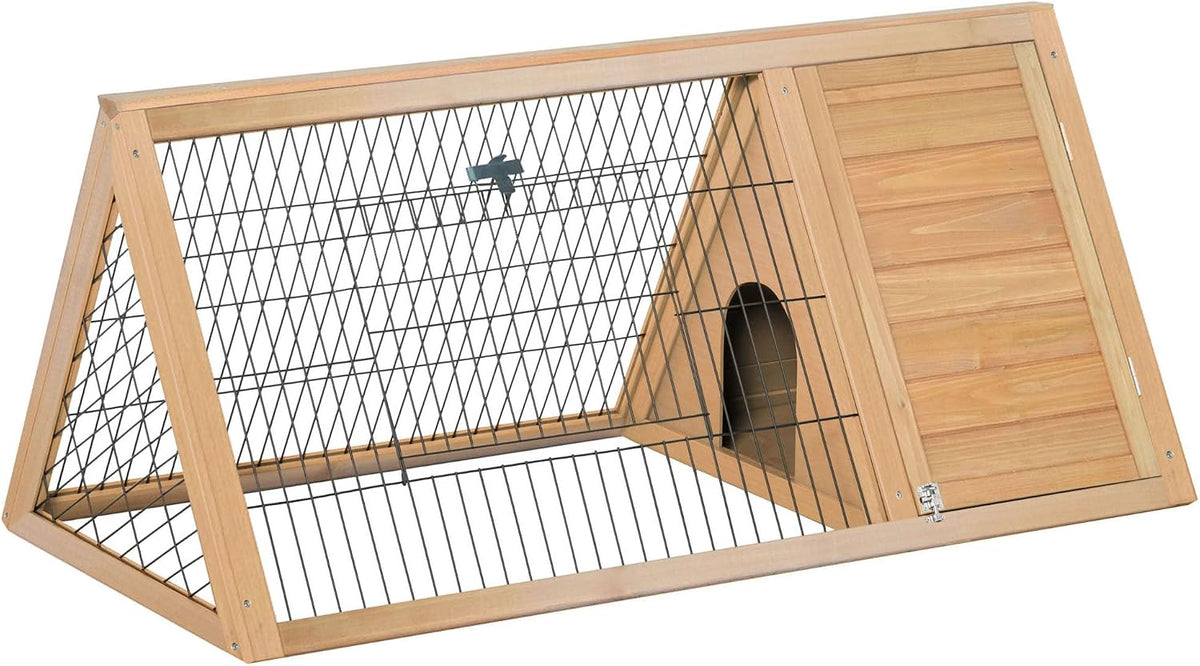Clapier triangulaire au sol avec deux portes – 116 x 62,5 x 52,5 cm – Naturel