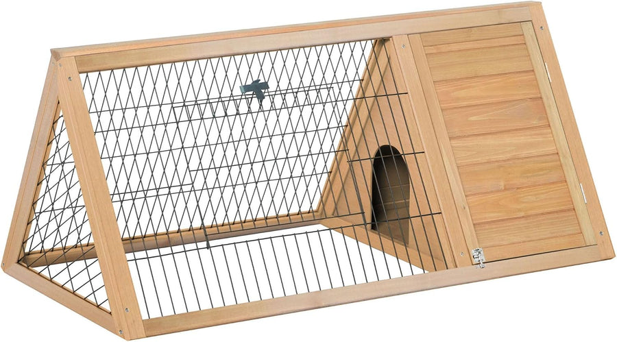 Clapier triangulaire au sol avec deux portes – 116 x 62,5 x 52,5 cm – Naturel