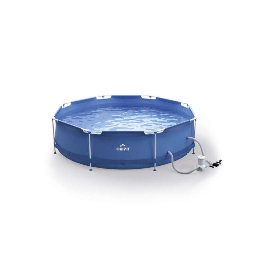 CRIVIT Piscine tubulaire Metal Frame Ø 300 × H 76 cm avec pompe filtrante
