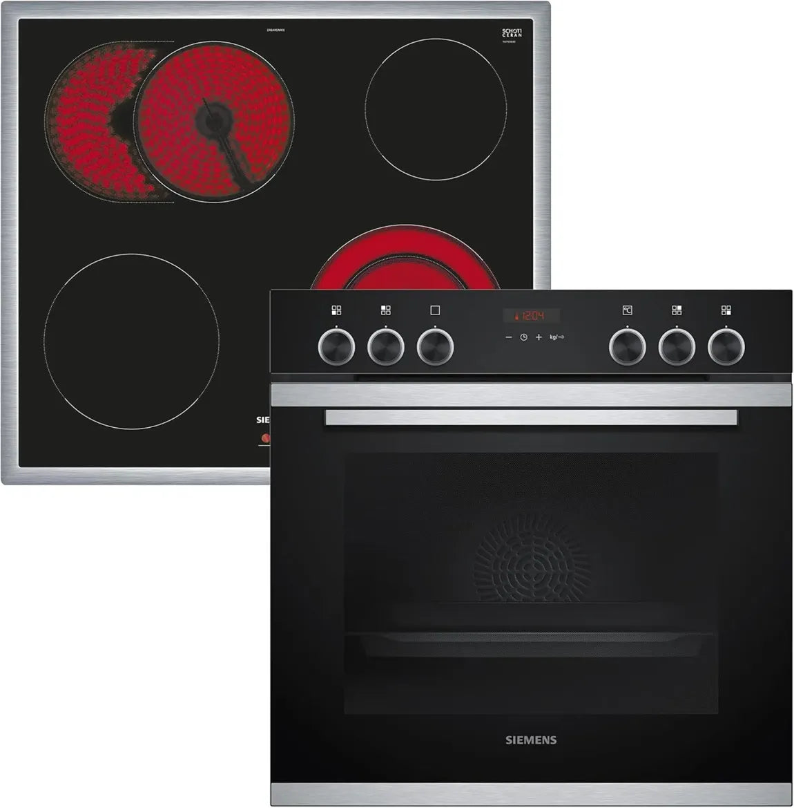Siemens EQ211KAAB Ensemble four/plaque encastrable iQ300 60 cm – Préchauffage rapide, émail granit brillant, chaleur tournante 3D, zone rôtissoire