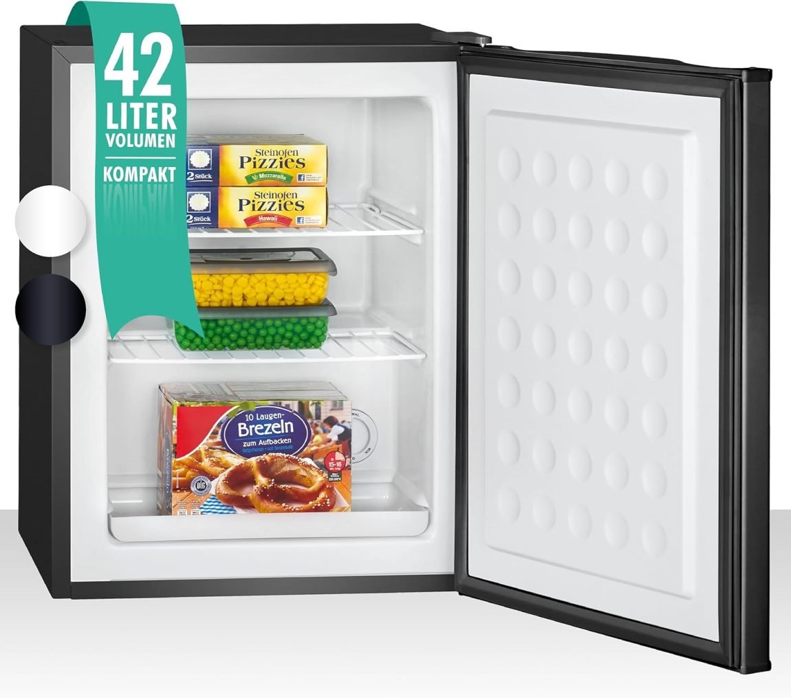 Bomann Congélateur compact 42 L | 2 clayettes grillagées amovibles | Porte réversible et thermostat réglable en continu | GB 7236 noir