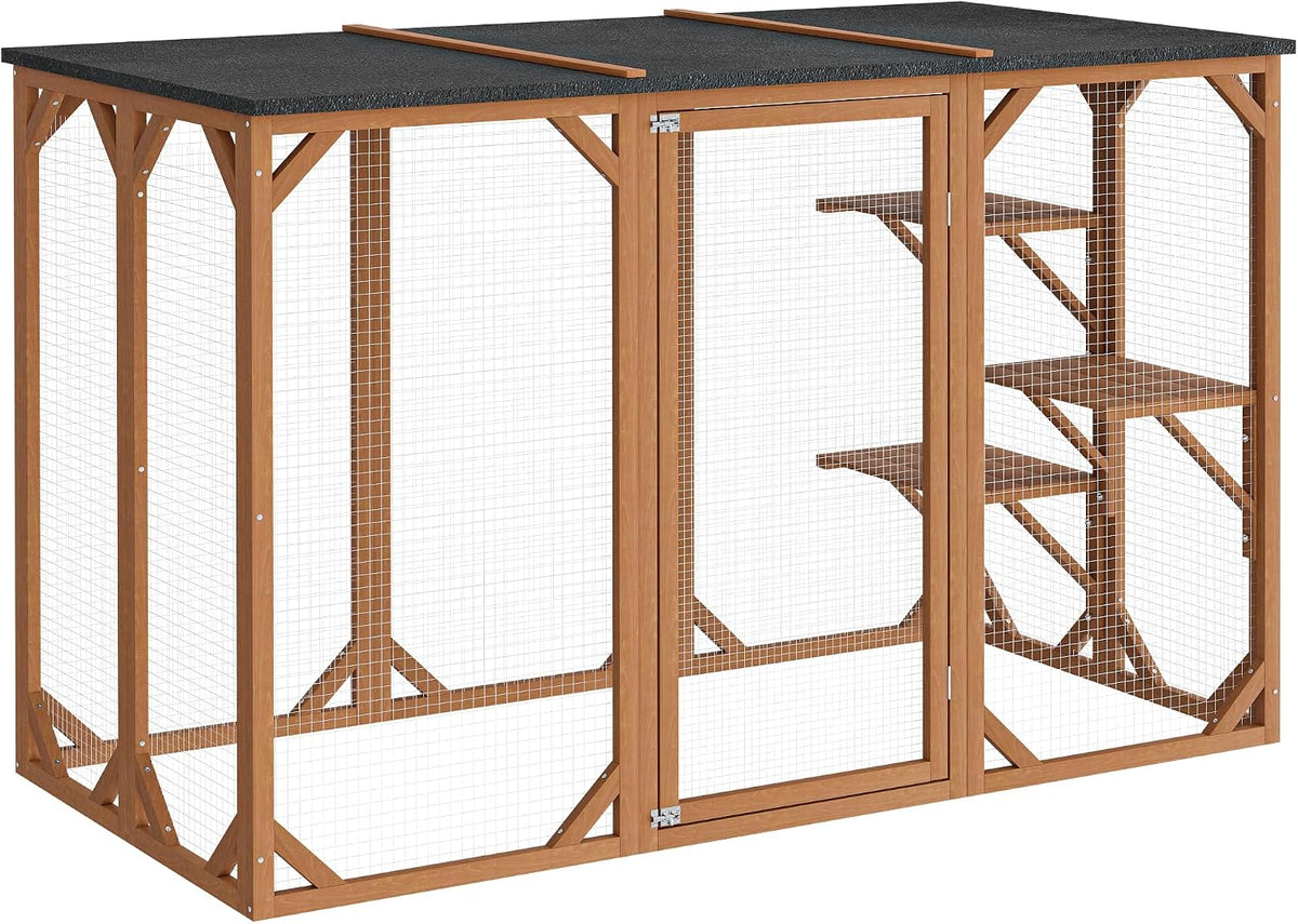 Enclos extérieur pour chats – 180 x 80 x 111,8 cm – Bois de sapin et grillage