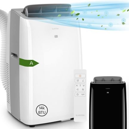 KLARSTEIN Grandbreeze Pro 14K Climatiseur mobile – Déshumidificateur, ventilateur, 3 vitesses, 14 000 BTU / 1,65 kW, 42-68 m², débit 460 m³/h, classe