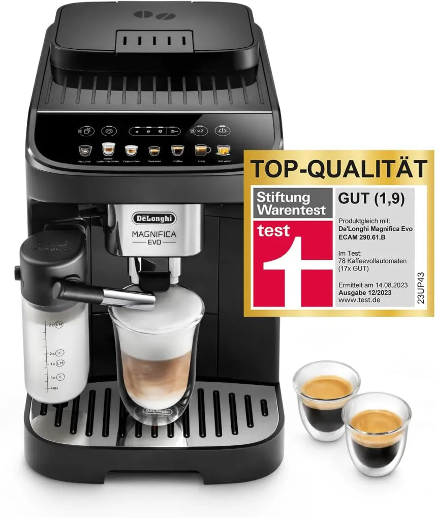 De'Longhi Magnifica Evo Next ECAM312.80.TB Machine à café automatique avec 13 boissons (cappuccino, espresso, latte macchiato), écran couleur TFT 2,4