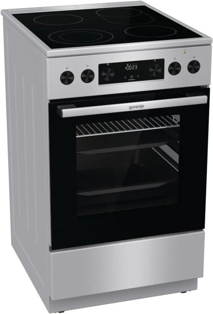 Gorenje GECS5C70XPA Cuisinière électrique 50 cm vitrocéramique – Four 70 L, GentleClose, préchauffage rapide, AirFry, ExtraSteam, mode pizza 300 °C