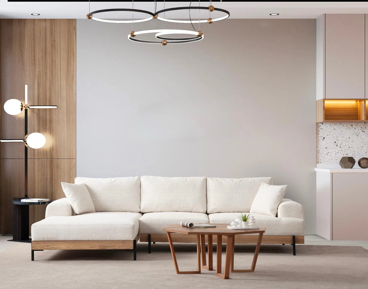 Canapé d’angle gauche Eti Oak – Blanc