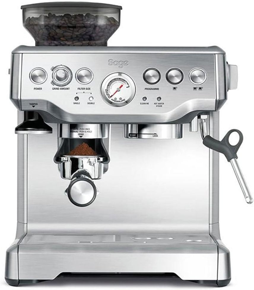 Sage The Barista Express Machine à expresso – Mousseur à lait manuel, broyeur intégré, 16 réglages de mouture, mouture automatique, mousse