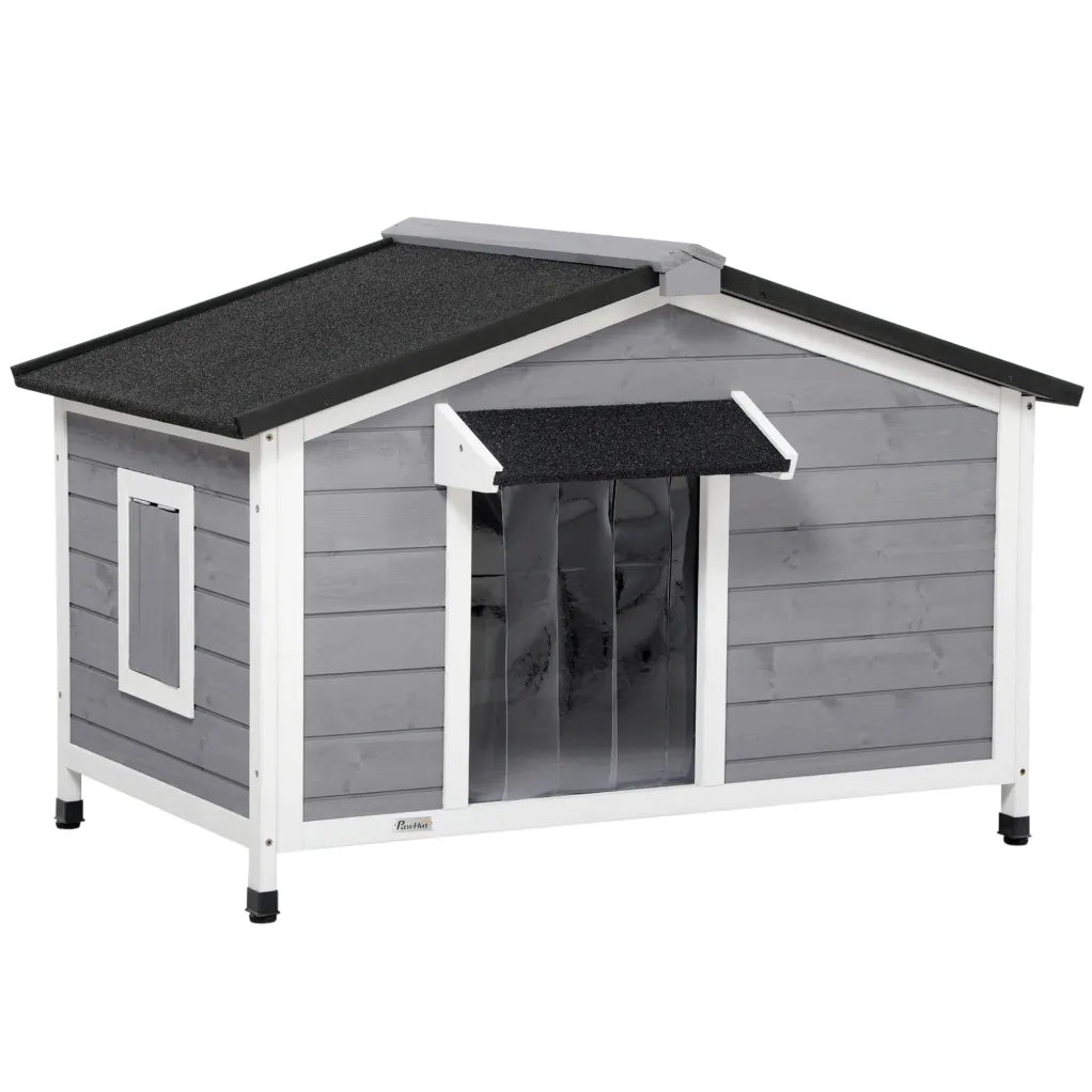 PawHut Niche pour chien avec toit ouvrant – Maison extérieure surélevée et résistante aux intempéries