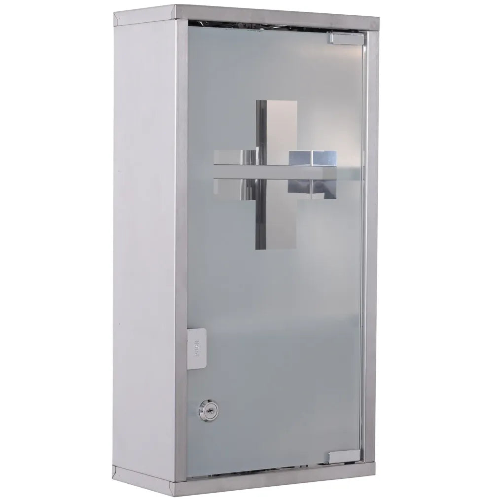 HOMCOM Armoire à pharmacie verrouillable, 3 compartiments, acier inoxydable