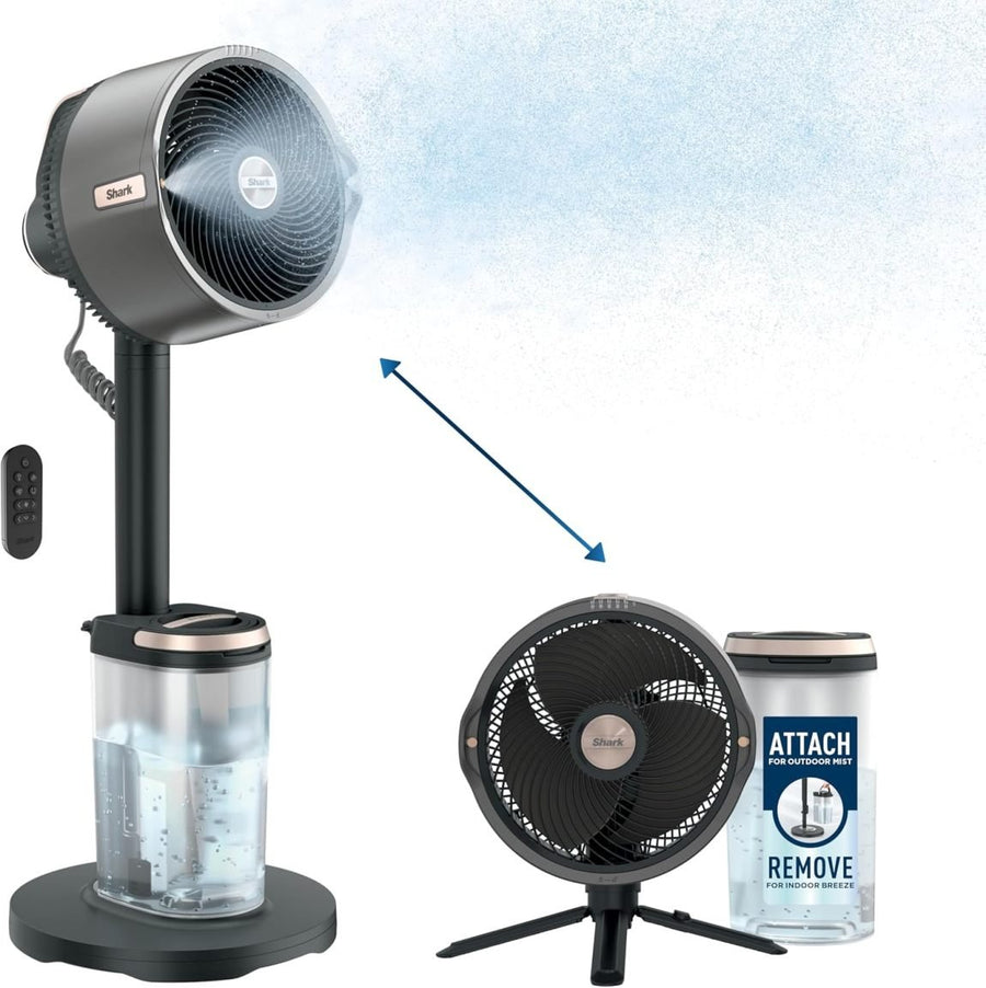 Shark FlexBreeze Pro Ventilateur brumisateur – Intérieur/extérieur, brumisation intégrée, socle convertible en modèle de table, filaire ou sans fil