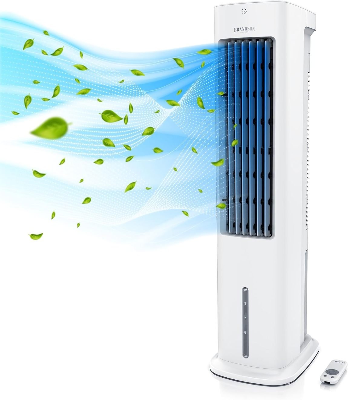 Brandson Rafraîchisseur d’air à eau 5-en-1 – Évaporatif, humidificateur, ventilateur et purificateur, sans tuyau, lauréat 2025, silencieux, réservoir
