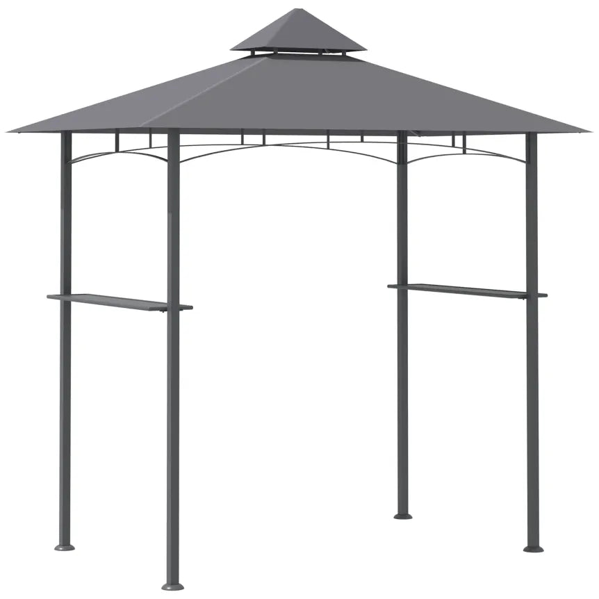 Outsunny Pavillon barbecue 245 × 148 cm avec double toit – Gris