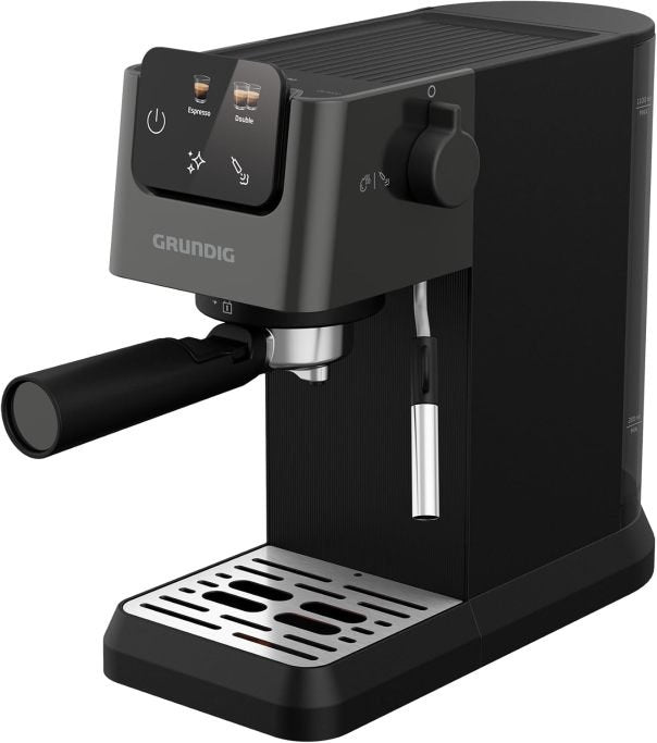GRUNDIG KSM 5330 Machine à espresso avec porte-filtre – Réservoir lait intégré, 1628 W, pompe 15 bar, double buse, écran tactile couleur, BrewSense
