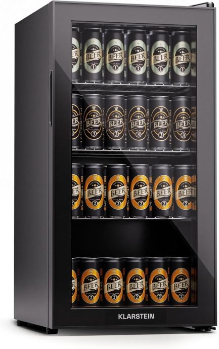 Klarstein Mini-réfrigérateur vitré 80 L pour chambre – Étagères réglables, réfrigérateur à boissons silencieux, intérieur/extérieur