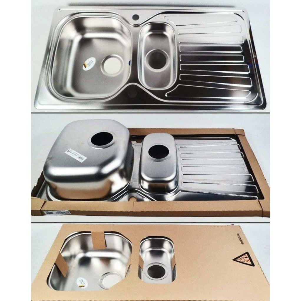 Eurodomo Évier encastrable Solaris 60, 96,5 × 50 cm – Acier chrome-nickel lisse