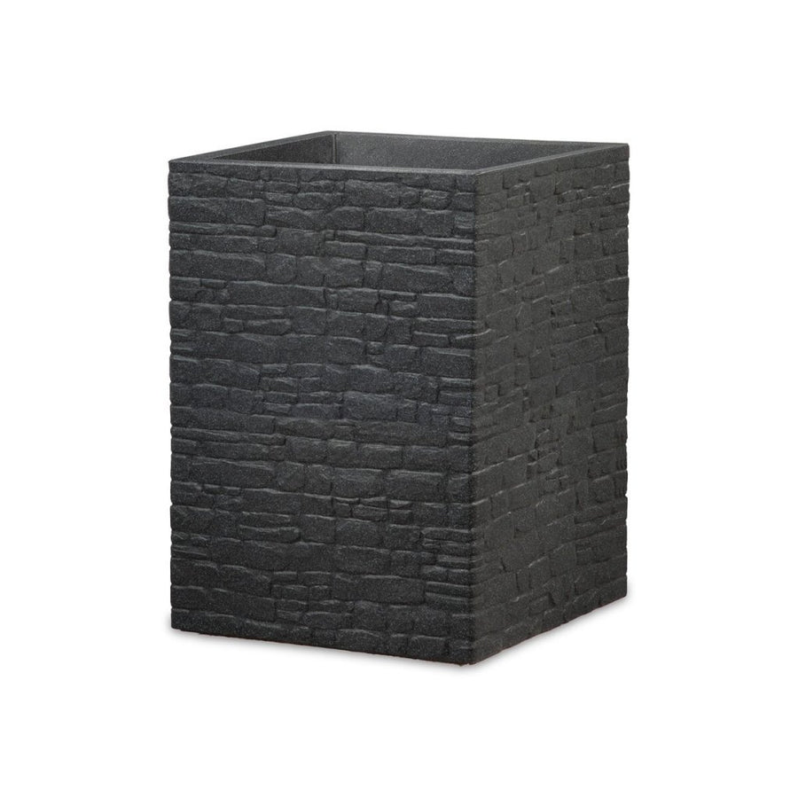 Scheurich Muretto Pot haut carré en plastique, Stony Black, H 54 cm