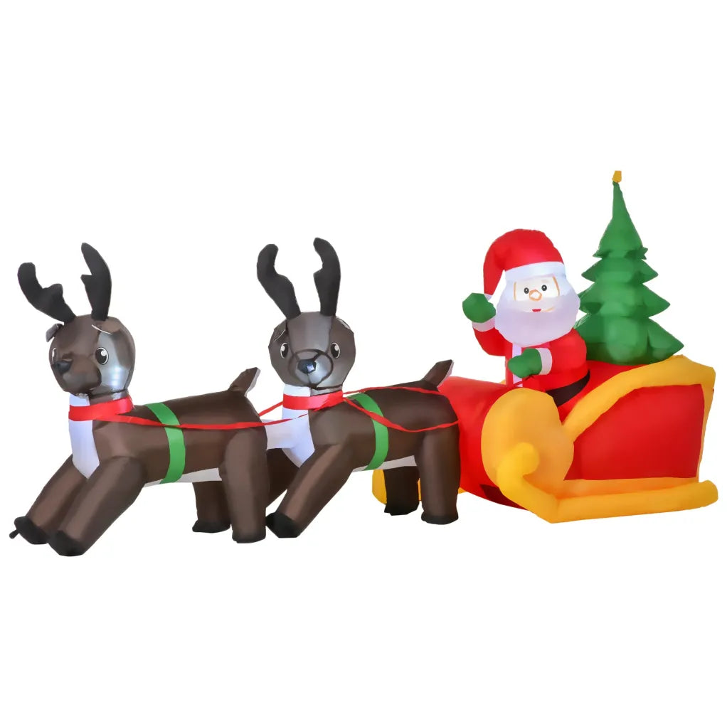 HOMCOM Père Noël gonflable avec traîneau et rennes, LED, IP44