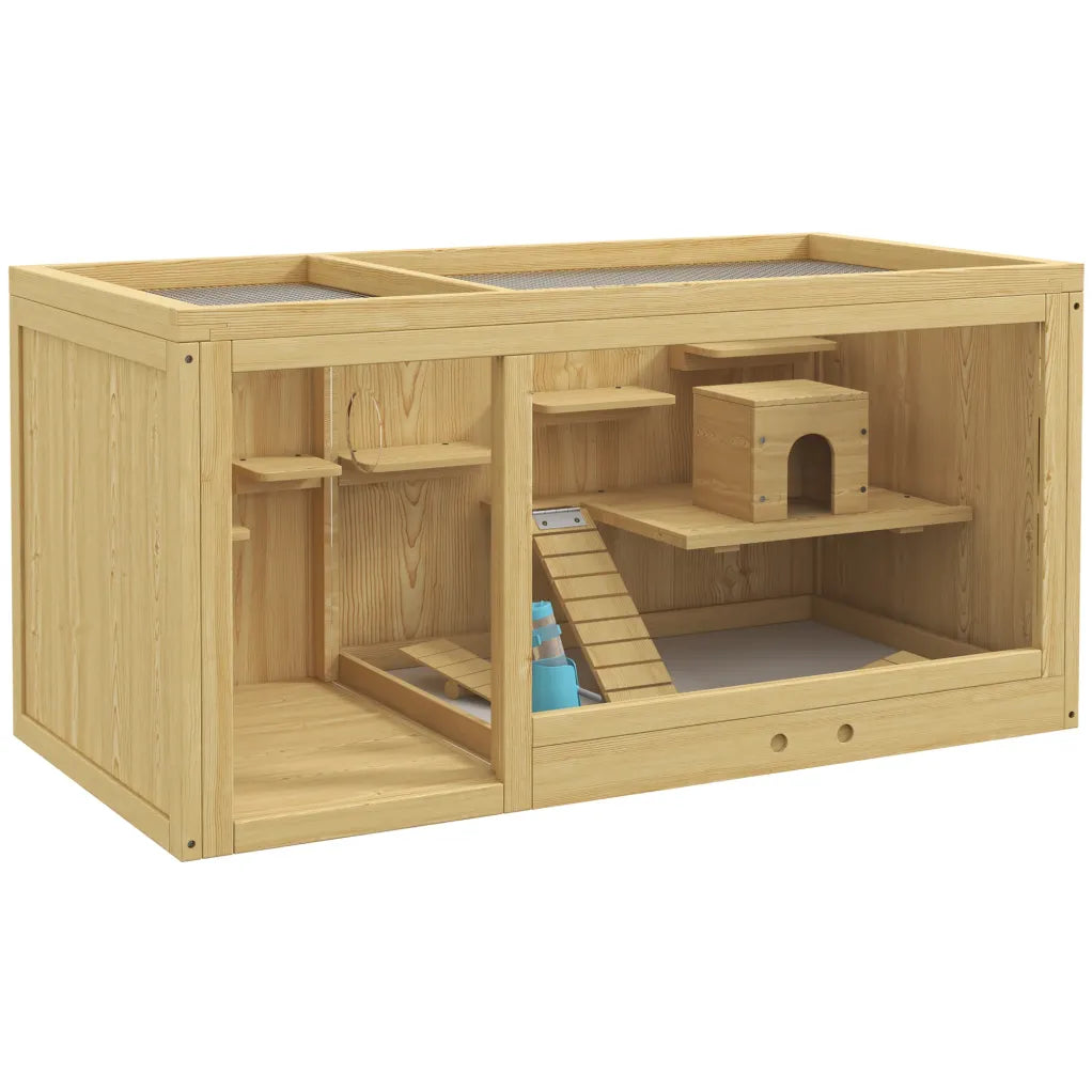 PawHut Cage à hamster / petits animaux à plusieurs niveaux avec accessoires, bois