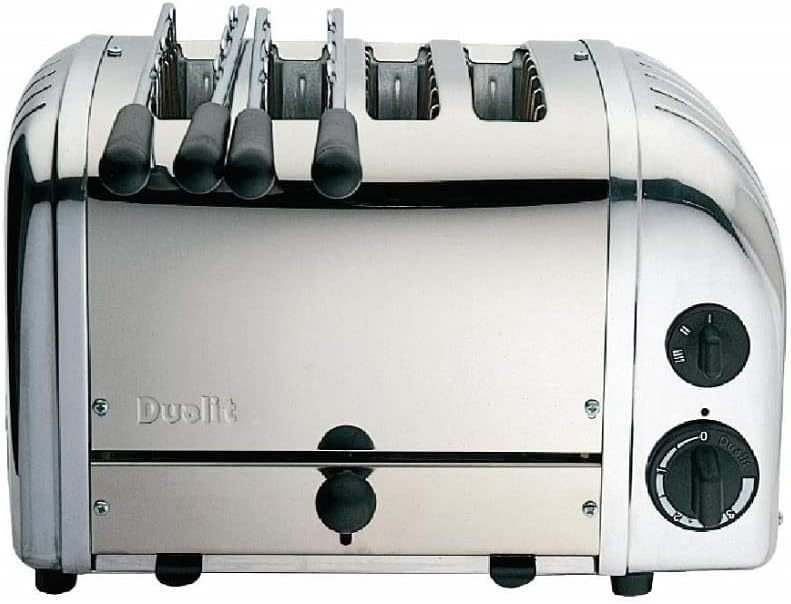 Dualit Grille-pain combiné 42174 en acier inoxydable, 4 fentes, 2,2 kW/230 V, 80 tranches par heure, L139