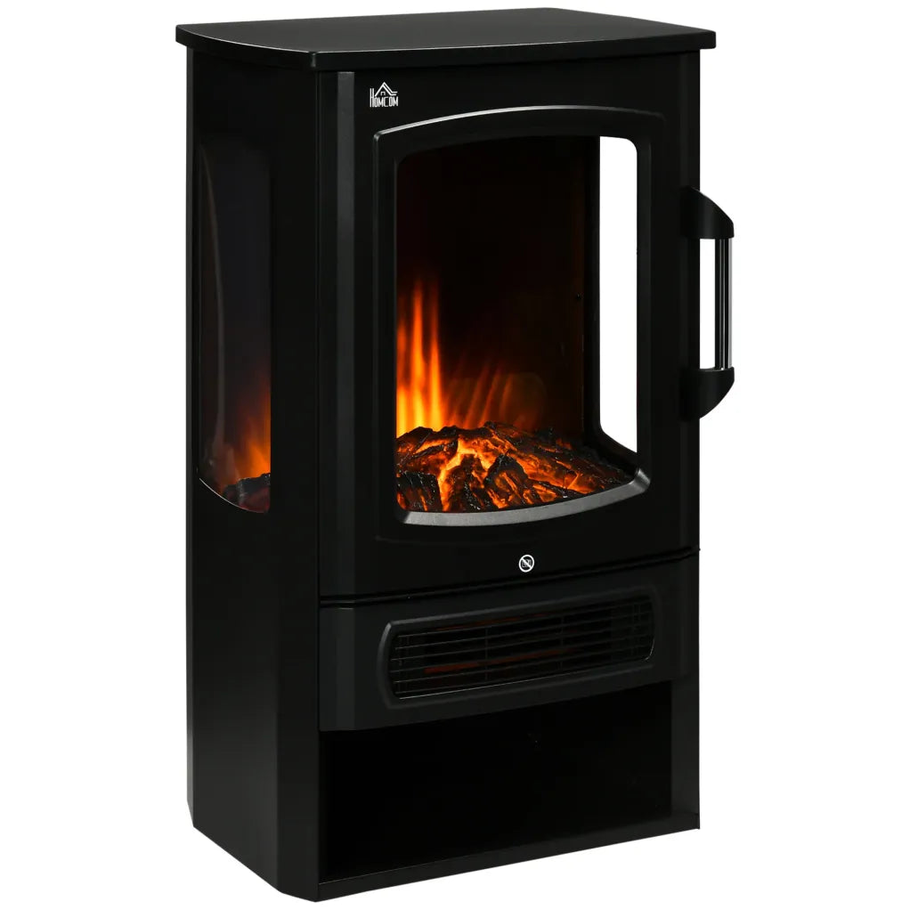 HOMCOM Cheminée électrique à effet flamme LED, 2 niveaux de chauffe, protection contre la surchauffe